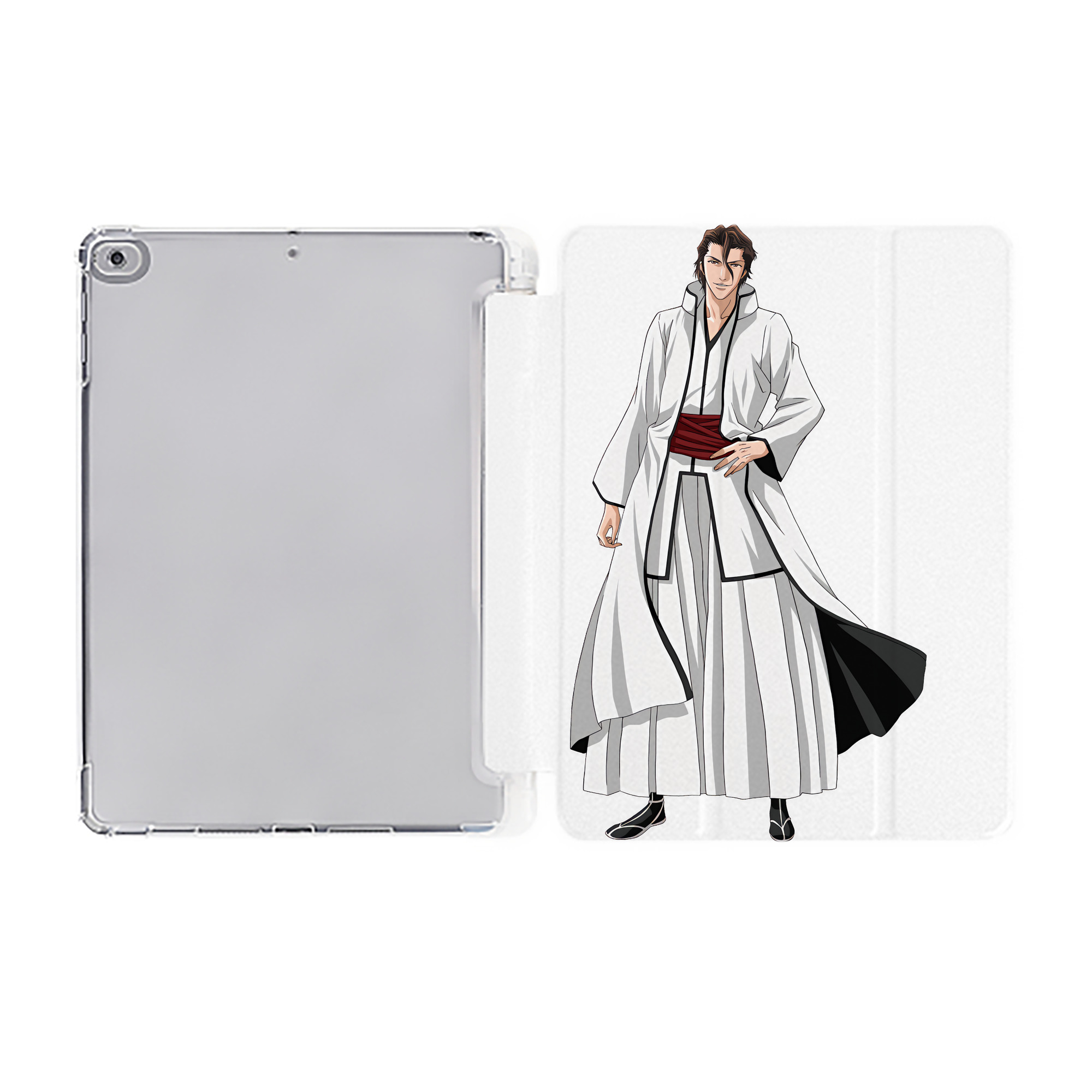 （画像用） ブリーチ 藍染 惣右介（あいぜん そうすけ） BLEACH Aizen Sousuke IPad ケース ペン収納付き 三つ折りスタンド PUレザー×シリコン 対応機種9.5/10.5/10.9インチ